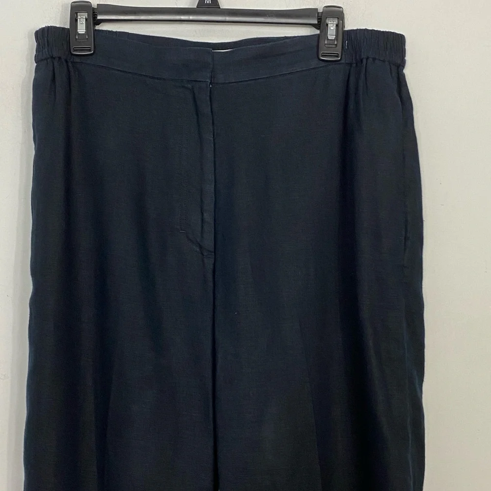 COS Linen Navy Stretch Trouser Relaxed Wide Leg